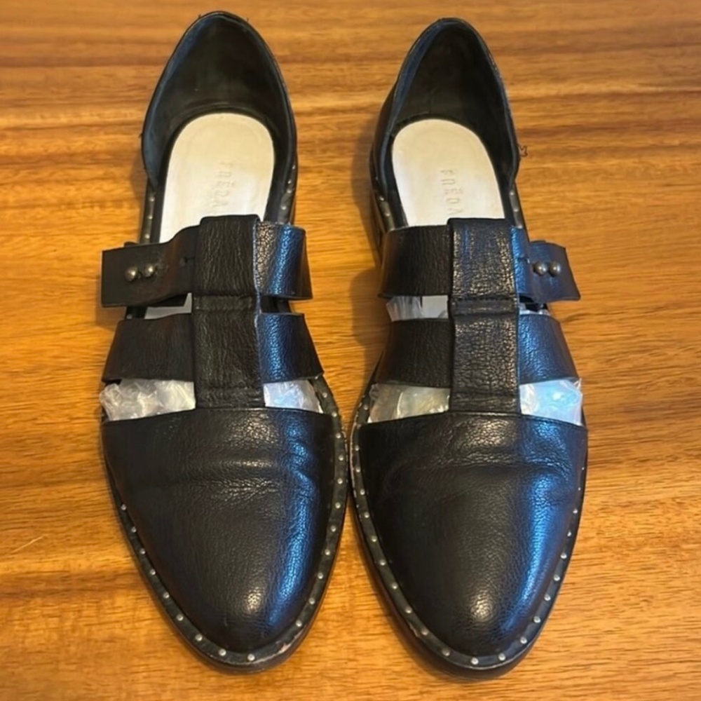 Freda Salvador Black Leather D’Orsay Loafers - Size 6